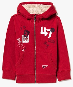 GEMO Sweat à capuche zippé avec motifs sur lavant Rouge