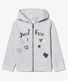 GEMO Sweat zippé à capuche avec motifs pailletés Gris