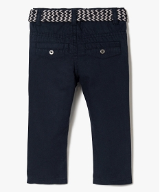 pantalon en toile uni bebe garcon avec ceinture tressee - lulu castagnette bleu pantalons8028701_2