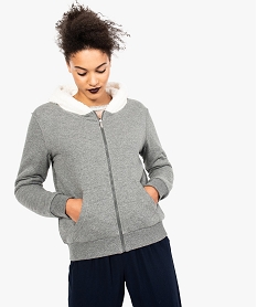 GEMO Sweat réversible à capuche pour femme Beige