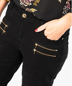 pantalon femme slim avec fausses poches zippees devant noir8056401_2
