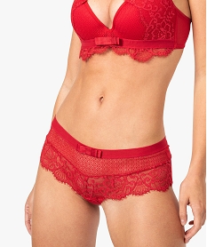 GEMO Shorty uni en dentelle et microfibre Rouge