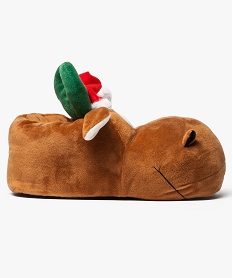 GEMO Chaussons homme en peluche renne de Noël Brun