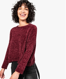 GEMO Pull court en maille chenille Rouge