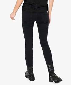 jean skinny femme avec bandes laterales en velours noir8319901_3