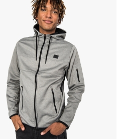 GEMO Sweat zippé pour homme avec capuche doublée Gris