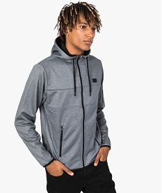 GEMO Sweat zippé pour homme avec capuche doublée Bleu