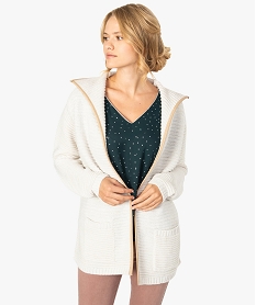 GEMO Gilet pour femme avec bords en simili cuir Beige