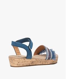 sandales filles plateforme en textile brode a franges bleu sandales et nu-pieds8413301_4