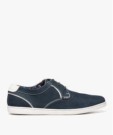 GEMO Tennis homme dessus cuir avec semelle contrastante Bleu