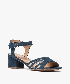 sandales femme en suedine a petit talon carre bleu standard8470501_2