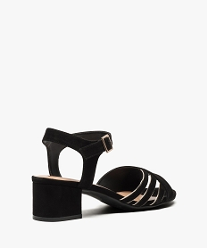 sandales femme en suedine a petit talon carre noir standard8470601_4