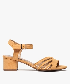 sandales femme en suedine a petit talon carre jaune standard sandales a talon8470701_1