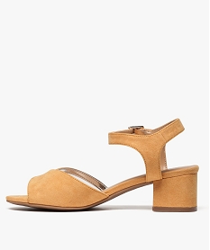 sandales femme en suedine a petit talon carre jaune standard sandales a talon8470701_3
