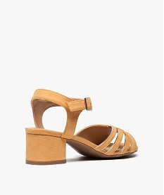 sandales femme en suedine a petit talon carre jaune standard sandales a talon8470701_4