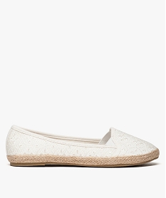 GEMO Ballerines femme en toile brodée avec semelle en corde blanc standard