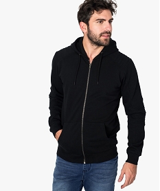 GEMO Sweat homme avec capuche et surpiqûres aux épaules et aux coudes Noir