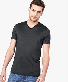 GEMO Tee-shirt homme slim à manches courtes et col V Noir