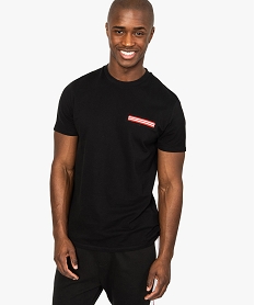 GEMO Tee-shirt homme en coton piqué avec fausse poche contrastante Noir