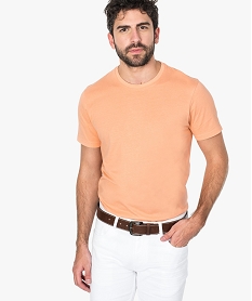 GEMO Tee-shirt homme regular à manches courtes en coton bio Orange