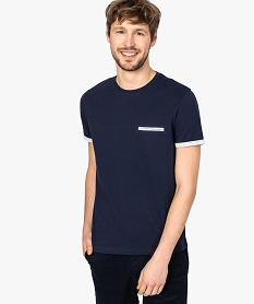tee-shirt homme avec revers de manches fantaisie bleu tee-shirts8561101_1