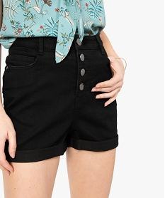 short femme en jean stretch taille haute a boutonniere noir shorts8566401_2