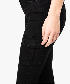 pantalon femme cargo coupe skinny en coton stretch noir8583101_2