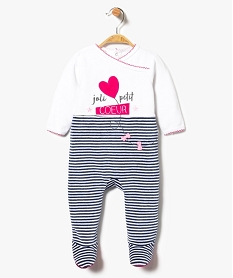 GEMO Pyjama pour bébé fille en velours avec motif coeur Bleu