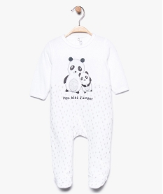 GEMO Pyjama bébé en velours motif pandas Blanc