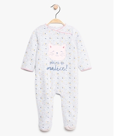 GEMO Pyjama bébé en velours fermé au dos à motif chat Gris