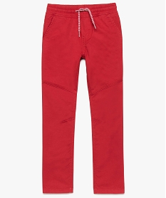 GEMO Pantalon garçon en toile unie avec taille élastiquée Rouge