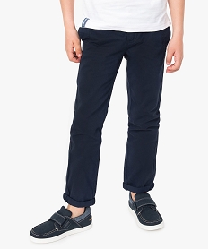 GEMO Pantalon garçon en toile avec revers cousus en bas de jambe Bleu