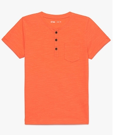 tee-shirt garcon a manches courtes et col tunisien orange8806701_1