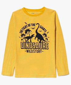 tee-shirt raye a manches longues garcon avec motifs dinosaures jaune tee-shirts8808001_1