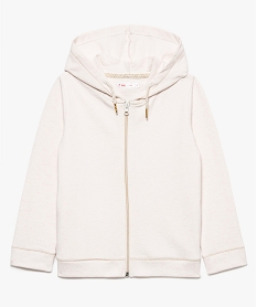 GEMO Sweat zippé à capuche fille avec surpiqûres pailletées Beige