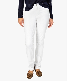 pantalon femme regular taille haute en stretch blanc pantalons8880401_1
