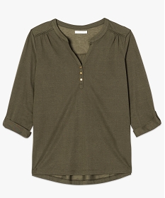 tee-shirt fluide pour femme avec manches longues retroussables vert t-shirts manches longues8900401_4