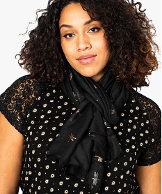 GEMO Foulard rectangle oversize à libellules brillantes Noir