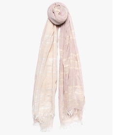 GEMO Foulard femme bicolore avec rayures en fil pailleté Rose