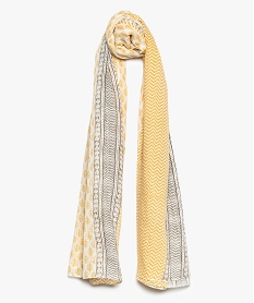 GEMO Foulard femme en coton à motif d’inspiration ethnique Jaune