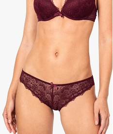 GEMO Culotte femme en dentelle et tulle (lot de 2) Violet