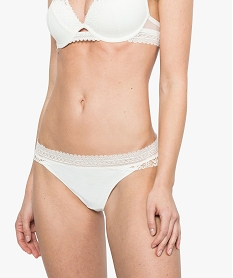 GEMO Culotte femme en microfibre et dentelle macramé Beige