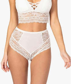 GEMO Culotte femme en microfibre et dentelle recyclée Beige