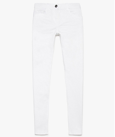 GEMO Pantalon fille uni coupe slim 5 poches Blanc