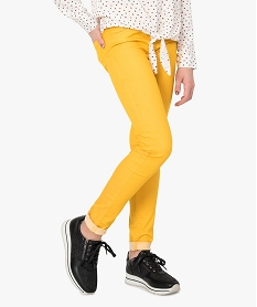 GEMO Pantalon fille façon jegging en toile unie Jaune