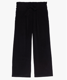 GEMO Pantalon fille coupe large et fluide avec ceinture à nouer Noir