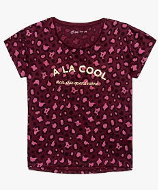 GEMO Tee-shirt fille ample imprimé avec dos rallongé et arrondi Rouge