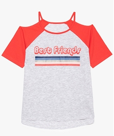 GEMO Tee-shirt fille à épaules dénudées et manches raglan Gris