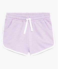 GEMO Short fille en coton avec biais contrastants et taille élastiquée Violet