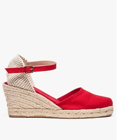 sandales femme en toile et talon compense en corde rouge standard sandales a talon9048101_1